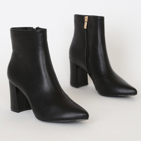 Lulus Sarai Black Pointed-toe Ankle Booties - Size 11 - Picture 1 of 1